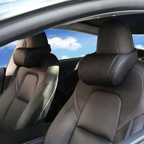 TOPABYTE Car Neck Pillow Memory Foam Automotive Seat Cushions of Headrests for Relieving Neck Stiffness Seat Neck Support Pillow, Fits All Vehicles, 2 Pieces, Black - Image 1