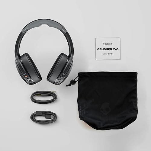 Skullcandy Crusher Evo Wireless Bluetooth Headphones with Multi-Sensory Bass, Noise Isolating Over-Ear Fit, Up to 40 Hours Battery, Microphone for iPhone Android - Asphalt thumbnail 6