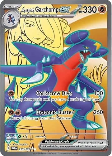 Pokemon - Cynthia’s Garchomp ex 215/182 – Destined Rivals – Full Art – Ultra Rare – Foil Pokemon Card - Image 1