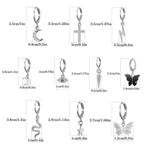 AIDSOTOU Small Butterfly Star Hoop Earrings Set for Women Girls Mini Huggie Hoop Earrings with Dangle Charms thumbnail 6