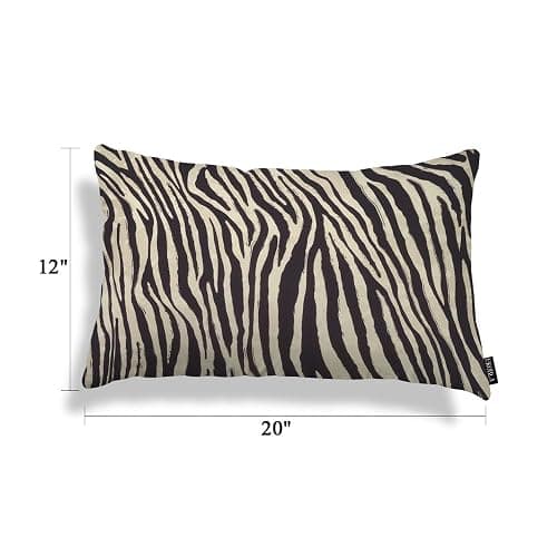 EKOBLA Decorative Lumber Cushion Case Zebra Striped Printed African Safari Skin Cotton Linen Farmhouse Throw Pillow Covers Cushion Case 12x20 Inches for Couch Sofa Home Decoration thumbnail 3