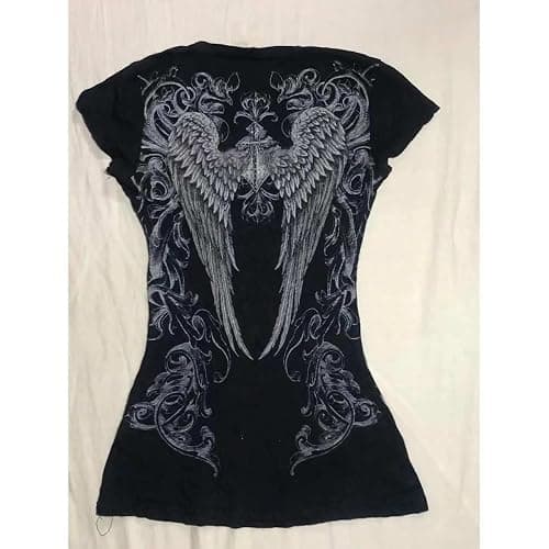 Grunge Shirts 2000s Clothing Women Vintage Graphic Tees Y2k Short Sleeve Goth Tops Teens Emo Clothes Streetwear thumbnail 5