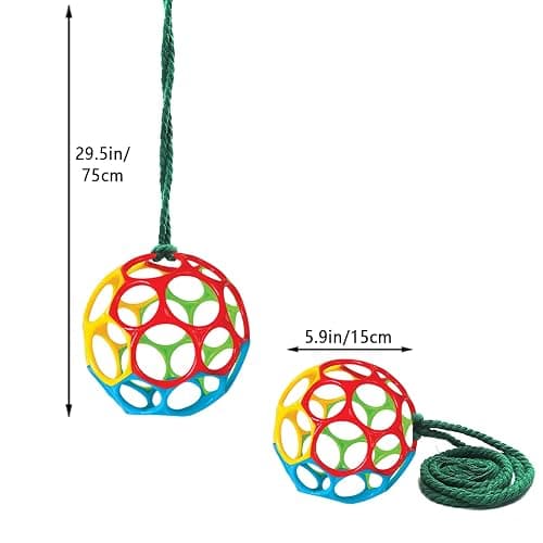 Besimple 2 Pack Horse Treat Ball Hay Feeder Toy, Goat Feeder Ball Hanging Feeding Toy for Horse Goat Sheep Relieve Stress (Colorful) thumbnail 4
