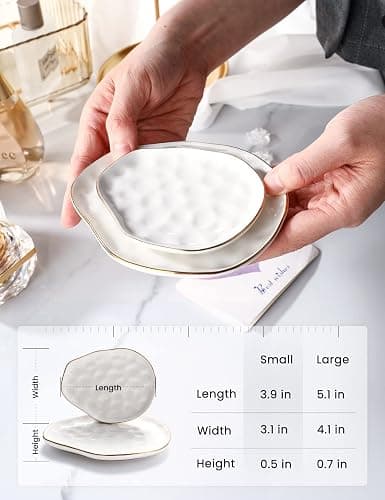 AISBUGUR Jewelry Dish Set of 2, Large Jewelry Tray for More Jewelry Ring Dish Jewelry Bowl with Beautiful Package and Greeting Card Perfect for Birthday Gifts for Women thumbnail 5