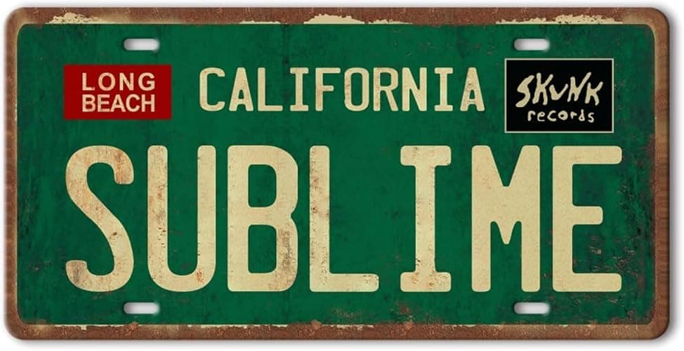 Vintage Metal Tin Sign Long Beach California Sublime Poster Grunge Hippie Room Decor,12×6 inches,for Rock Band Posters Sublime Tapestry Funny Street Signs For Bedroom Wall Aesthetic 90s Bathroom Sign - Image 1