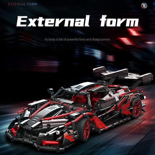 APAWR Adults Challenging Racing Car Building Blocks Kit，1:14 1391 Pieces Car Model Building Set DIY Toys for Boys Age 12 13 14 15 16 thumbnail 7