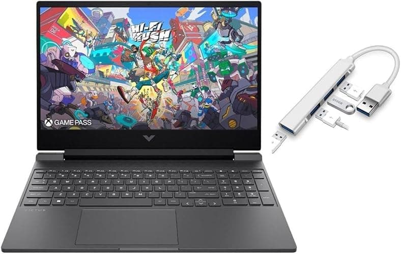 HP Victus 15.6" FHD 144HZ Gaming Laptop | AMD Ryzen 5-7535HS (Beat i7-11800H) | AMD Radeon RX 6550M|Backlit Keyboard| 8GB RAM DDR5 | 512GB SSD | Windows 11 Home | Bundle with USB 3.0 Hub thumbnail 2