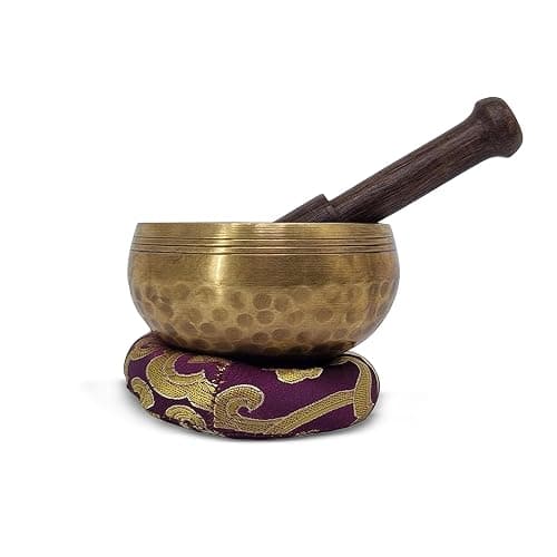 Tibetan Hand Made Singing Bowl – Authentic Nepalese Hand Beaten Meditation Bowl Set with Cushion & Mallet – Sound Healing Bowl for Yoga, Mindfulness & Chakra Therapy(8.5cm) - Image 1