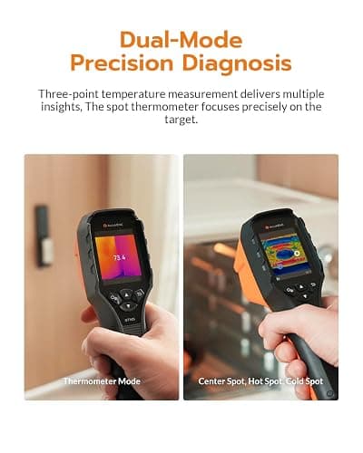 AccuMEMS GT14S Thermal Imaging Camera with Thermometer Mode, Ultra-Light 240g, -4°F~1022°F Range, 14H Runtime, Live Tracking with Edge-Enhanced Display, Infrared Camera for HVAC/Electrical Inspection thumbnail 2