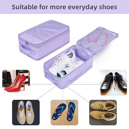 Travel Shoe Bags, Foldable Waterproof Shoe Pouches Organizer-Double Layer (4 Purple Shoe Bags) thumbnail 3