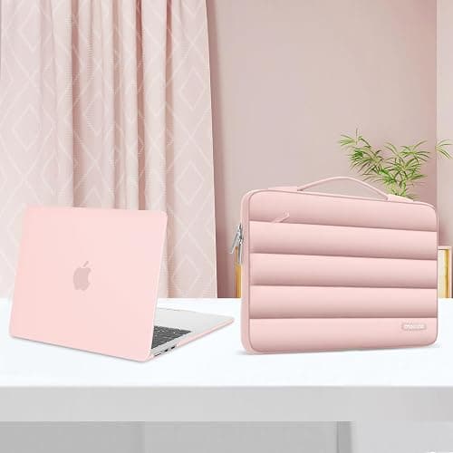 MOSISO Compatible with MacBook Air 13 inch Case 2025 2024 2023 2022 M4 A3240 M3 A3113 M2 A2681, Hard Case&Puffy Bag&Keyboard Cover&Webcam Cover&Screen Film for MacBook Air 13.6 inch Case, Pink thumbnail 6