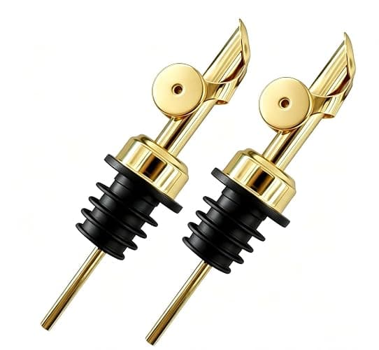 LVYKING Olive Oil Dispenser Spout Stainless Steel Auto Flip Pourer 2Pk Gold | 304 stainless steel, auto flip-top, leak-proof stopper, fits standard oil bottles, easy clean, for kitchen & cocktail use - Image 1