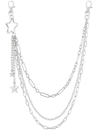 Sacina Gothic Layered Silver-tone Star Pants Chain, Wallet Belt Chain, Goth Emo Punk Grunge Y2k Accessories - Image 1