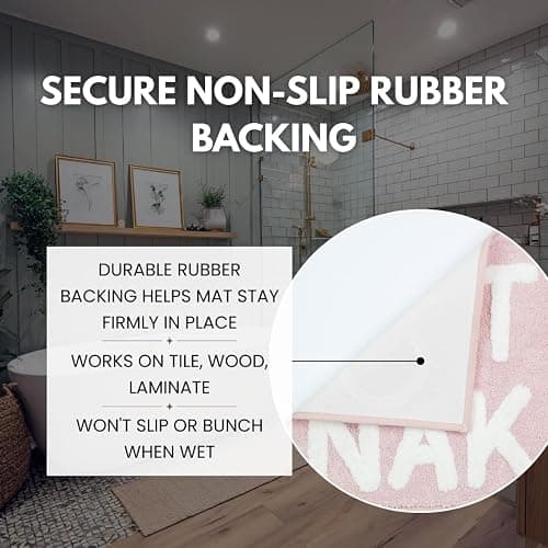 LABEND HOME Get Naked Bath Mat 20" x 31.5” - Funny Bathroom Rug, Plush Microfiber Non-Slip Backing, Machine Washable Quick-Dry Bath Decor - Pink thumbnail 4
