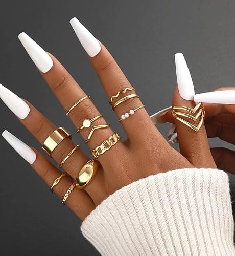 iF YOU 25 Pcs Gold Knuckle Ring Set for Women, Chunky Stackable Finger Midi Rings, Silver Simple Stacking Cute Rings Pack Trendy Stuff Jewelry Gift thumbnail 6