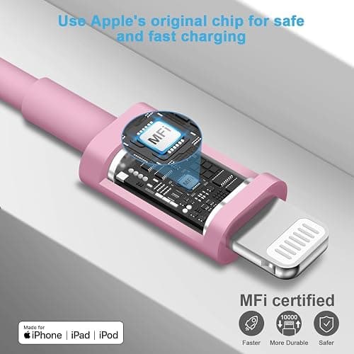 iPhone 14 13 12 Fast Charger 20W PD USB C Wall Charger with 6FT Fast Charging Cable for iPhone 14/14 Pro/14 Pro Max/14 Plus/13/12/11/Pro/Pro Max/Mini/Xs Max/X, iPad - Pink thumbnail 5
