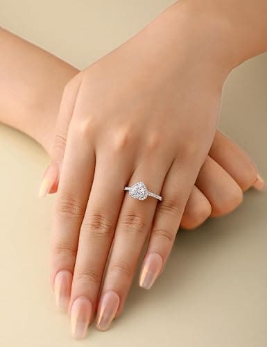 Elspeth 925 Sterling Silver Heart Engagement Ring for Women Heart Cut Cubic Zirconia Promise Ring Size 4-10 thumbnail 5