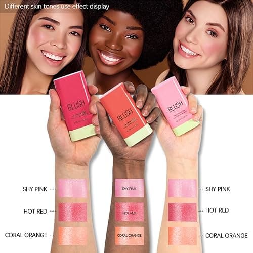 Qifylmaf Multi-Use Makeup Blush Stick, Tinted Solid Moisturizer On-the-Go Blush, Multi-use Cream Blush Stick for Cheek & Eyes & Lips, Waterproof Natural Nude Makeup for All Skin (1# Shy Pink) thumbnail 2