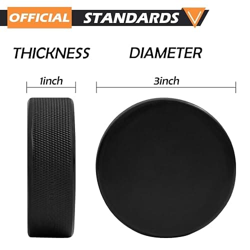 OMYOPY Ice Hockey Pucks with Reusable Mesh Bag, Rubber Street Hockey Puck Balls for Practicing and Classic Training, Diameter 3", Thickness 1", 6 oz, Official Regulation, Black thumbnail 2