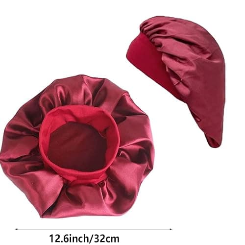 Satin Bonnet, Night Sleep Caps with Wide Elastic Band, Silk Wrap, Soft Head Cover Sleeping Hat for Women and Girls Curly Hair thumbnail 3