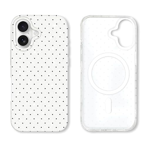 Hython for iPhone 17 Case Cute Polka Dot Aesthetic Design Simple Cover 6.3", Thin Slim Anti-Scratch Soft TPU Bumper Shockproof Rubber Protective Phone Cases for Women Girls, Glitter Magnetic White - Image 1