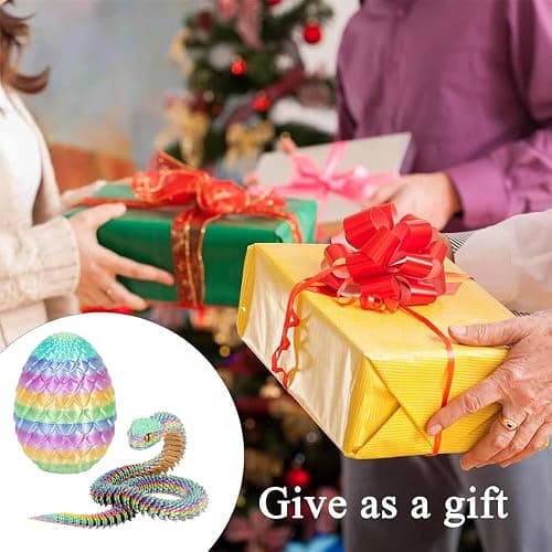 3D Printed Rainbow-Color Snake Eggs with Snake Inside Decor Executive Desk Home Office thumbnail 5