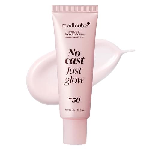 medicube No Cast Just Glow Collagen Sunscreen | SPF 50 Broad Spectrum Face Sunscreen | Lightweight, Non-Sticky, Hydrating Formula | Peptide, Cica for Soothing & Glow | Stocking Stuffers for Women - Image 1