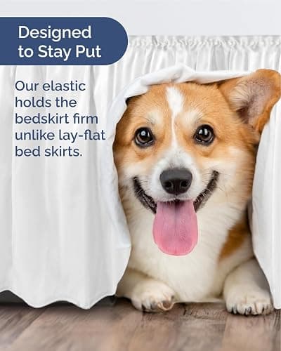 Wrap Around Dust Ruffle Bed Skirt, Full Size Beds - 24 Inch Drop, White | Easy Fit Elastic Strap, Adjustable Pleated Bedskirt w/Brushed Fabric, Wrinkle & Fade Free, for Women, Men, Kids & Teens thumbnail 7