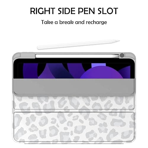 Deokke Compatible with iPad Air Case 11 Inch M3 2025,M2 2024 5th/4th Generation 10.9 Inch (2022/2020) with Pencil Holder TPU Back Case Auto Sleep/Wake Cover Cute Women Girls-Gray Leopard Cheetah thumbnail 3