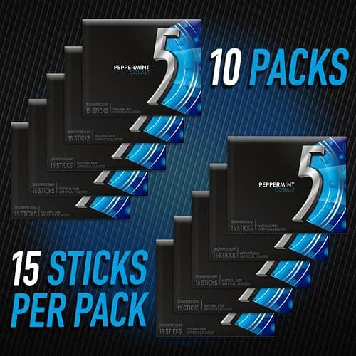 5 GUM Peppermint Cobalt Sugar Free Chewing Gum Bulk, Stimulate Your Senses While Listening to Your Favorite Music, Mini Purse Essentials, 15 Sticks (Pack of 10) thumbnail 4