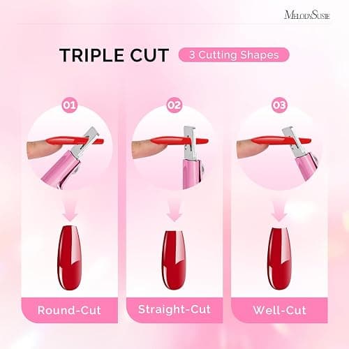 MelodySusie Acrylic Nail Clippers with 15pcs Magnet Sizers, Professional Nail Clippers Cutters for Long Acrylic Gel Nails Tips, Adjustable Stainless Nail Trimmer, Manicure Tool for Salon Home, Pink thumbnail 3