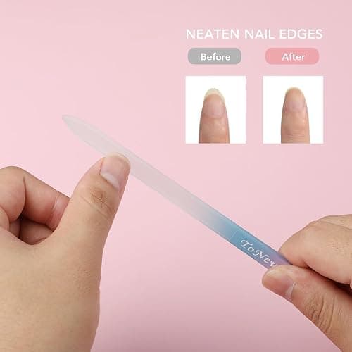 Glass Nail File in Case, Glass Fingernail File, Czech File, Double-Sided Etched Nail File for Nail Art & Nail Care, Christmas Gifts Stocking Stuffers (Pink-Blue) thumbnail 7