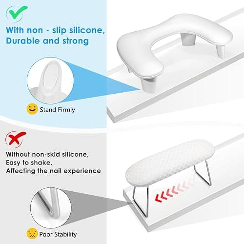LIONVISON Arm Rest for Nails Tech U Shaped - Comfortable Manicure Nail Hand Rest Pillow Cushion, Nail Armrest Stand for Acrylic Nail Art Tech, Quick Installation, White thumbnail 4