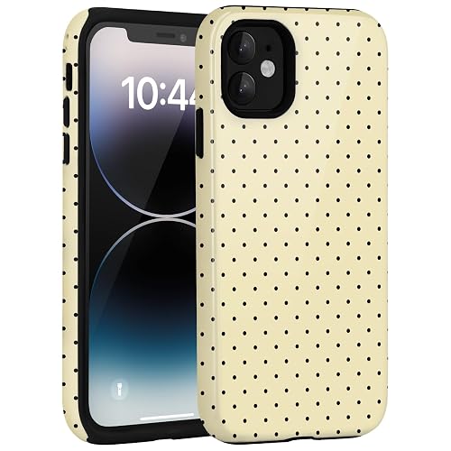 Amzfield for iPhone 12 Case for iPhone 12 Pro Case Cute Polka Dot Aesthetic Design for Women Girls Fall Chic Girly Pretty Dual Layer Hybrid Protection Elegant Case for iPhone 12/12 Pro-Butter Yellow thumbnail 7