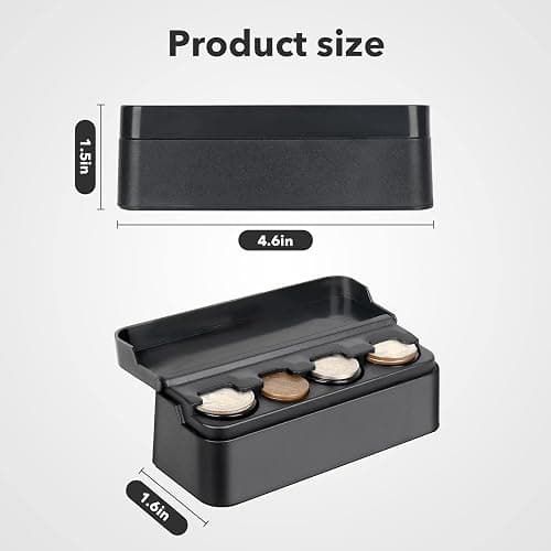 SINGARO Coin Holder for Car, Coin Change Organizer Compatible with Coins of Different Sizes, Dash-Mounted Holder Suitable for Most Cars, Trucks(Black) thumbnail 2