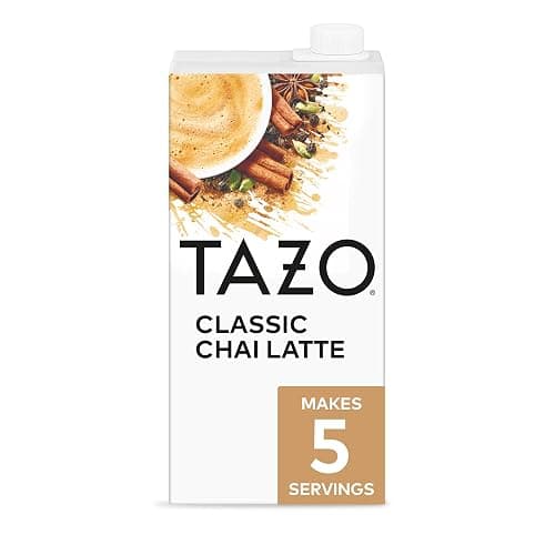 TAZO Classic Chai Latte, Black Tea Concentrate, Easy-to-Serve Caffeinated Chai Tea for Everyday Lattes, Mocktails and Hot or Iced, 32 oz Carton - Image 1
