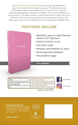 KJV Holy Bible: Gift and Award, Pink Leather-Look, Red Letter, Comfort Print: King James Version thumbnail 2