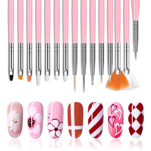 URAQT Nail Art Brushes Set, 15pcs Acrylic Nail Brush Painting Pen and 5pcs Nail Dotting Tools, Nail Pen Designer Nail Art Painting Kit for Diy & Professional Use thumbnail 6