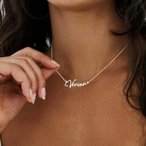 Personalized Name Necklace for Women,18k Gold Plated Handmade Custom Name Necklace,Mother's Day Customized Jewelry Gifts for Mom Wife thumbnail 5