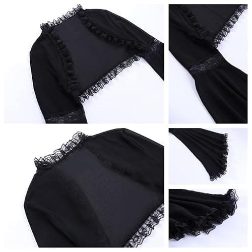Women Goth Tops Punk Cover Ups Mesh Crop Top See Through Sexy Long Sleeve Blouse Y2k Black Rave Outfit Festival thumbnail 6