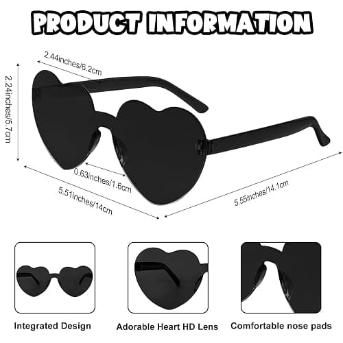 Bouiexye 12 Pack Heart Sunglasses for Women Transparent Heart Glasses for Bachelorette Birthday Party Favor Gifts thumbnail 2