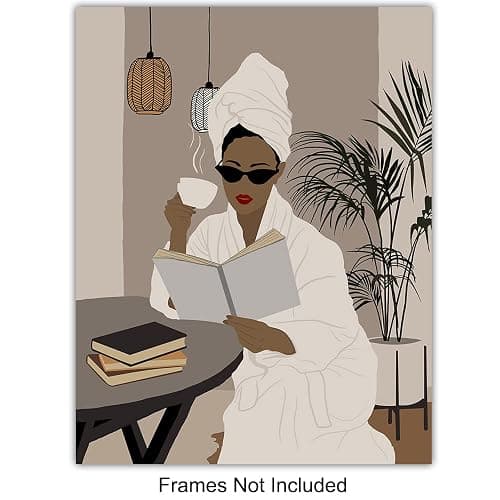 Black Art - African American Bathroom Decor - African American Women, Woman - Afro Wall Art - Black Culture - Guest Bath, Powder Room, Restroom Sign - Aesthetic Minimalist Decorations, Accessories thumbnail 3