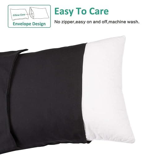 NTBAY Standard Pillowcase Set - 2 Pack Brushed Microfiber 20x26 Pillowcases - Soft, Wrinkle-Free, Fade-Resistant, Stain-Resistant, Black Pillowcases with Envelope Closure - 20x26 Inches, Black thumbnail 4