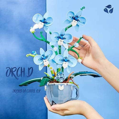 Ideas Blue Orchid Ideas Flowers Building Block Set，DIY Home Decoration Kit for Adults，Compatible with Lego Flowers Home Decor Gift for Mother's Day, Valentine Day, Birthday, Christmas Day - 567PCS thumbnail 7