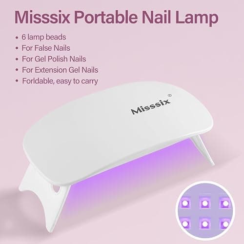 Misssix Short Almond Gel Nail Tips Kit, 216Pcs Pre Etched Clear Fake Nails, Full Cover False Nail 9-in-1 Gel Glue and Portable Mini U V Nail Lamp for Women 12 Sizes thumbnail 4