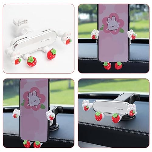 DIYEAH Cute Phone Mount for Car, Cute Zodiac Rabbit Car Phone Holder, Bunny Mount Air Vent Mobile Support for All Cell thumbnail 7