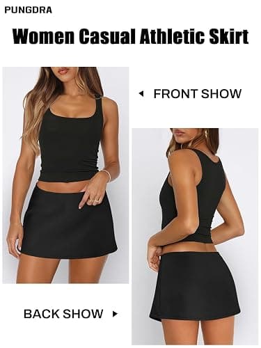 Pungdra Womens Micro Mini Skirt with Shorts Low Rise A-Line Skort for Women Formal Going Out Casual Athletic Tennis Outfits thumbnail 3