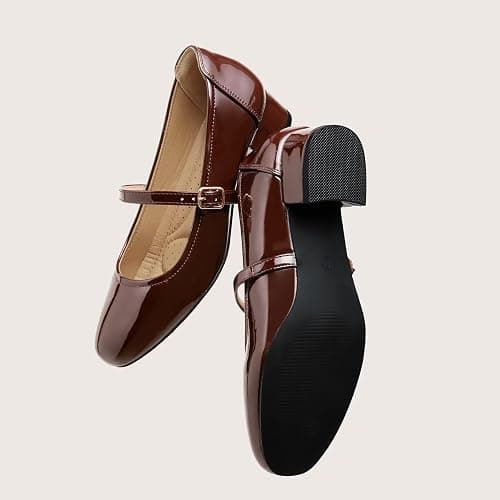 hingswink Mary Jane Shoes Women Low Heels Dress Shoes Pumps Low Heel 2 Inch Chunky Heel Mary Janes Pumps with Adjustable Ankle Strap for Women Dressy Casual thumbnail 8