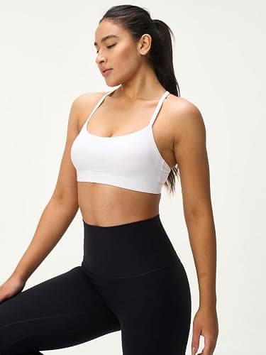 Omwilddo Womens Y Back Padded Sports Bra Strappy U Neck Butter Soft Low Impact Workout Bras Yoga Pilates Walking thumbnail 4