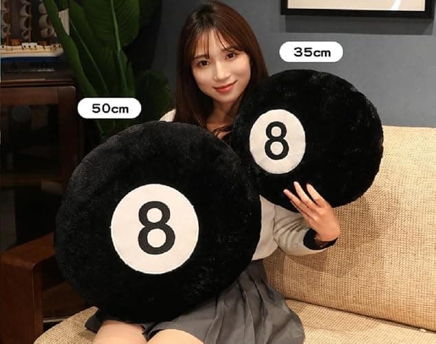 Cyprinus Carpio Emulation Black Billiards 8 Ball Stuffed Pillow, Soft Round Sleeping Cushion for Home Bed Sofa Couch Decor (1, 14 * 14 Inch) thumbnail 4